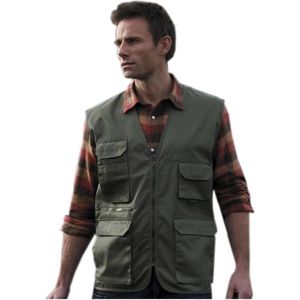 Outdoor/werk bodywarmer groen voor heren - Outdoorkleding/werkkleding - Mouwloze vissers/tuinier vesten L (40/52)