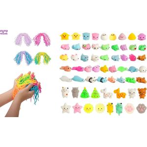 Happy Trendz® Mochi Squishy - 20 stuks + Noodles stretchy ramen fidgets - squishy dieren- animal | Leuk| Anti stress | Kneedbaar / mochies squishies / Schoencadeau / Feest / Verjaardag / 2024