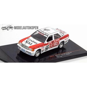 Mercedes-Benz 190E #46 (Wit/Rood) 1/43 IXO Models - Modelauto - Schaalmodel - Model auto - Miniatuurautos - Miniatuur auto