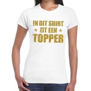 Toppers In dit shirt zit een Topper goud glitter tekst t-shirt wit voor dames - dames Toppers shirts XS