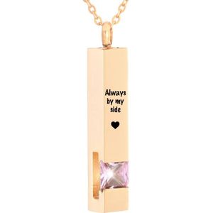 Luxe Ashanger | Met Ketting En Gravering | Always By My Side | Assieraad | Rosegoud Met Roze Steen | As Ketting | Gedenksieraad | Urn | Incl. As vuller