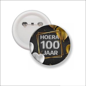 Button Met Speld 58 MM - Hoera 100 Jaar