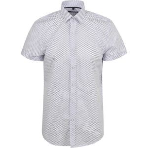 Suitable - Short Sleeve Overhemd Print Blauw - Heren - Maat S - Regular-fit