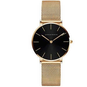 Hannah Martin Elegante Horloge | Goud | Zwart Wijzerplaat | Borasi | Dames Horloges | Vrouwen Horloges | Best Verkochte Horloges | Leuke Cadeau | Cadeau Voor Haar | Cadeau Voor Moeder | Luxe Geschenkdoos | Moederdag Cadeautje