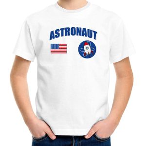 Astronaut met stuur verkleed t-shirt wit voor kinderen - Ruimtevaart/ruimte carnaval / feest shirt kleding / kostuum 158/164