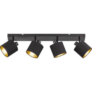 LED Plafondspot - Plafondverlichting - Torna Torry - E14 Fitting - 4-lichts - Rechthoek - Mat Zwart - Aluminium