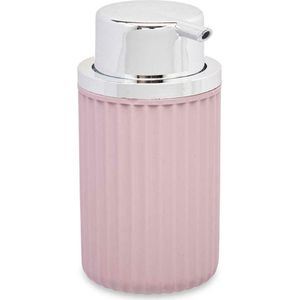 Berilo zeeppompje/dispenser Roma - roze/zilver - kunststof - 8 x 15 cm - 420 ml - badkamer/toilet/keuken
