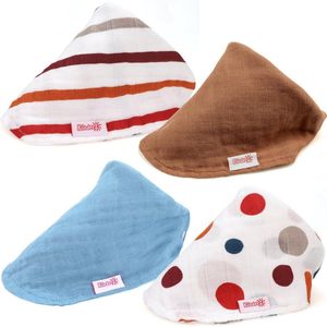 KliederZ Hydrofiele Baby Slabbetjes jongens ‘Wierook’ | Katoenen stoffen zeverslabbers | bandana babyslab set van 4 | MB06