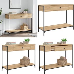 vidaXL Wandtafel 100x34,5x75 cm bewerkt hout sonoma eikenkleurig - Wandtafel - Wandtafels - Bijzettafel - Console Tafel