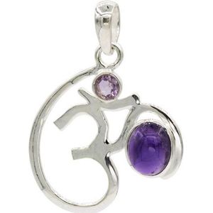 Yogi & Yogini naturals Ohm hanger 925 zilver met amethist (±3.5 cm)