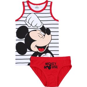 Wit gestreept T-shirt + rood Mickey Mouse slipje Disney