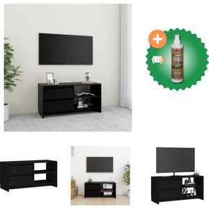 vidaXL Tv-meubel 80x31x39 cm massief grenenhout zwart - Kast - Inclusief Houtreiniger en verfrisser