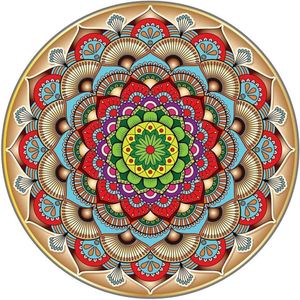 Pinshidai  Ronde puzzel - 1000 stukjes - Mandala Bloem - 65x65cm - Volwassenen