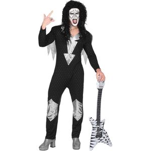 Widmann - Kiss Kostuum - Heavy Metal Rock Star Kiss - Man - Zwart, Zilver - Large - Carnavalskleding - Verkleedkleding
