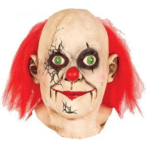 Halloween masker - Horrorclown met groene ogen en rood haar - latex masker
