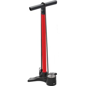 Lezyne Macro Floor Drive DV - Hoge druk vloerpomp - Fietspomp met analoge drukmeter - tot 15.1 bar - Presta, Dunlop en Schrader ventielen - Staal - Rood