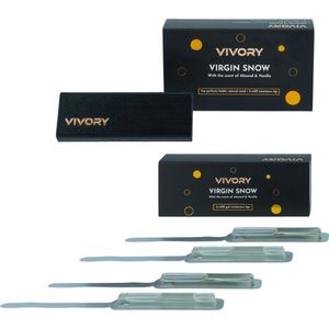Vivory Luxe Autoparfum Voordeelset– Complete set inclusief drie extra refills. Virgin Snow, met de geur van Vanille met een vleugje Amandel