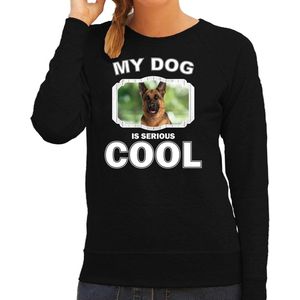 Duitse herder honden trui / sweater my dog is serious cool zwart - dames - Duitse herders liefhebber cadeau sweaters XS