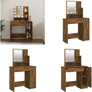 vidaXL Kaptafel met LED-verlichting 86,5x35x136 cm gerookt eikenkleur - Kaptafel - Kaptafels - Kap Tafel - Make-up Tafel