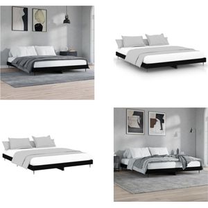 vidaXL Bedframe bewerkt hout zwart 160x200 cm - Bedframe - Bedframes - Bed - Bed Frame