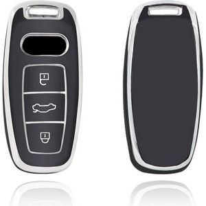 Autosleutel hoesje - TPU Sleutelhoesje - Sleutelcover - Autosleutelhoes - Geschikt voor Audi - zwart - D3 - Auto Sleutel Accessoires gadgets - Kado Cadeau man - vrouw