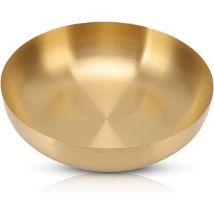 Riokem ® Stijlvolle Gouden Ronde Sauskom van Roestvrij Staal - 24 cm, Voor Kruiden en Dips