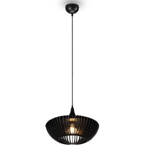 LED Hanglamp - Hangverlichting - Torna Colman - E27 Fitting - Rond - Mat Zwart - Aluminium