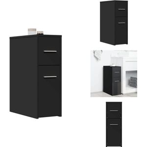 vidaXL Smalle Badkamerkast - Smalle Badkamerkasten - Badkamer Kast - Badkamerkastje - Badkamerkast smal met wielen bewerkt hout zwart