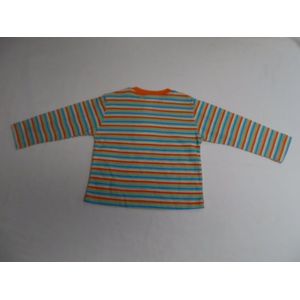 T shirt - Lange mouw- Jongens- Gestreept - Oranje, ecru, blauw, groen - 12 maand 80