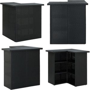 vidaXL Hoekbartafel 100x50x105 cm poly rattan zwart - Bartafel - Bartafels - Tuintafel - Tuintafels