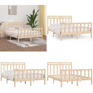 vidaXL Bedframe massief grenenhout 140x200 cm - Bedframe - Bedframes - Massief Houten Bed - Tweepersoonsbed