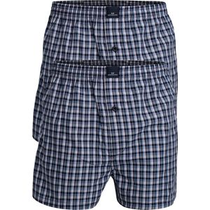 Gotzburg boxershorts geweven (2-pack) - heren boxers katoen wijd model - blauw geruit - Maat: XL