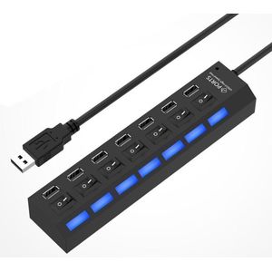 Borvat® | HI Speed - Zakelijke USB Splitter - USB Hub Met 7 Poorten - Aan/Uit Switch - Laptop én Desktop - Zwart