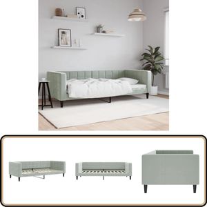 vidaXL Slaapbank - Fluweel - 90x200 cm - Lichtgrijs Slaapbank - Lounge Sofa - Tweepersoons Bank - Multifunctionele Meubels - Design Bank