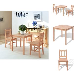vidaXL Eethoek Houten - 70x70x73.8 cm - Bruin - Set tafel en stoelen