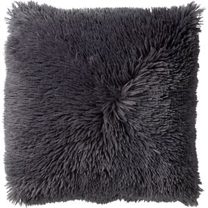 Dutch Decor FLUFFY - Sierkussen 60x60 cm - superzacht - XL kussen - Charcoal Gray - antraciet - Inclusief binnenkussen