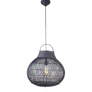 Hanglamp Rotan peer | 1 lichts | zwart | hout | Ø 40 cm | in hoogte verstelbaar tot 155 cm | eetkamer / woonkamer lamp | modern / landelijk design