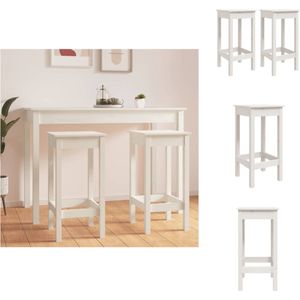 vidaXL Bistrostoel - Massief grenenhout - 40 x 40 x 78 cm - Wit - Barkruk