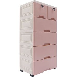 AS store® Kleding kast - Opbergkast - Ladekast- Kleding organizer - 6 laden - 102 cm hoog - Roze
