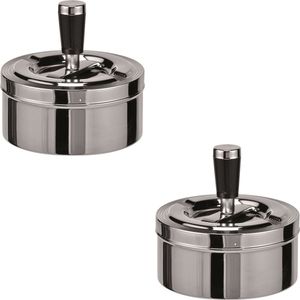 Draaiasbak - 2x - verchroomd - 11 cm - drukasbak - stormasbak