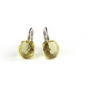 Zilveren oorringen oorbellen model pomellato gele steen