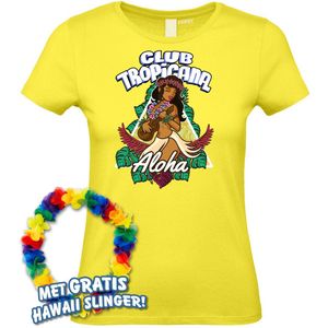 Dames t-shirt Hawaiian Hula Ukelele | Toppers in Concert 2024 | Club Tropicana | Hawaii Shirt | Ibiza Kleding | Lichtgeel Dames | maat XL