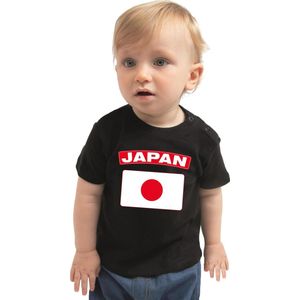 Japan baby shirt met vlag zwart jongens en meisjes - Kraamcadeau - Babykleding - Japan landen t-shirt 74