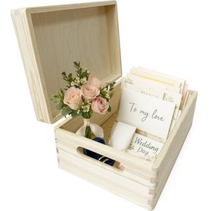Houten Kistje met Deksel 30x20x14 cm – Opbergkist van Onbehandeld Grenenhout – Stapelbaar & DIY – Bewaardoos voor Cadeau of Decoratie – SandD-art