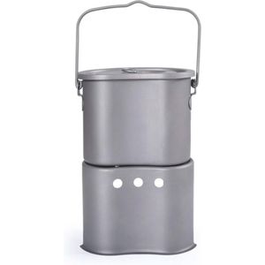 Kampeerpot - Campingkookgerei - Mini Formaat - Houtkachel - Ultralichte Kookbrander - Opvouwbare - voor Buiten - Camping - Hiking - Titanium - 13x8.5x20cm - Grijs
