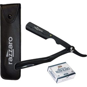 Razzaro Straight Razor Figaro Black + 100 American Scheermesjes | Klassiek Scheermes | Nat scheren | Kappers mes