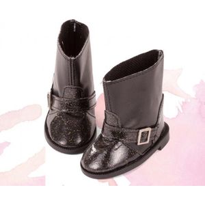 Götz poppenschoentjes zwarte laarzen met glitter en gespje voor pop van 45-50cm