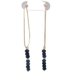 Pat's Jewels Oorbellen - Oorbellen Dames - Oorhangers - Edelsteen Hanger - Blauw - Goud