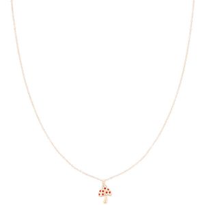 OOZOO Jewellery - Rosé goudkleurig/rode ketting met een paddenstoel bedeltje - SN-2047