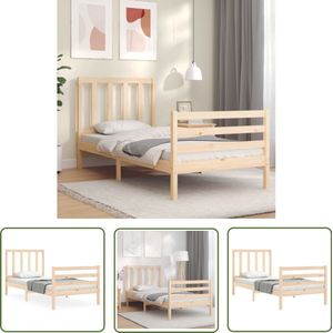 vidaXL Bedframe Massief Grenenhout 100x200 cm Massief Hout Bed Frame - Grenenhout Bed - Hoofd- En Voeteneinde - Lattenbodem - Tweepersoonsbed